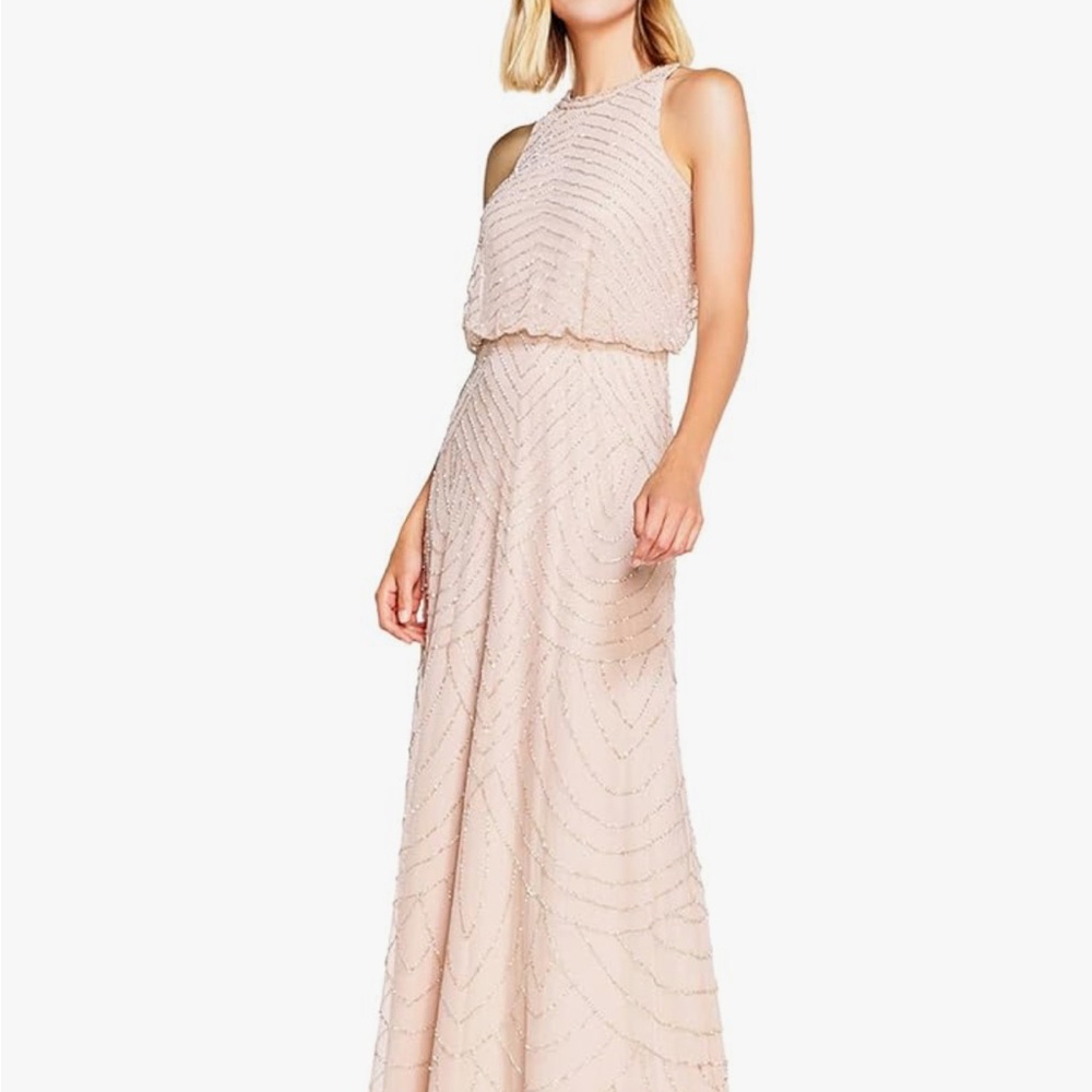 Adrianna pappell halter beaded dress (accessory photos separately listed items)